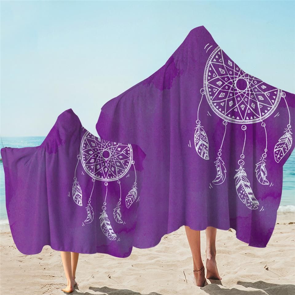 Dream Catcher Violet Follow Your Dream Printed Hooded Towel