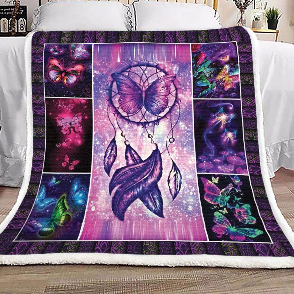 Dream Catchers With Butterflies Sherpa Fleece Blanket