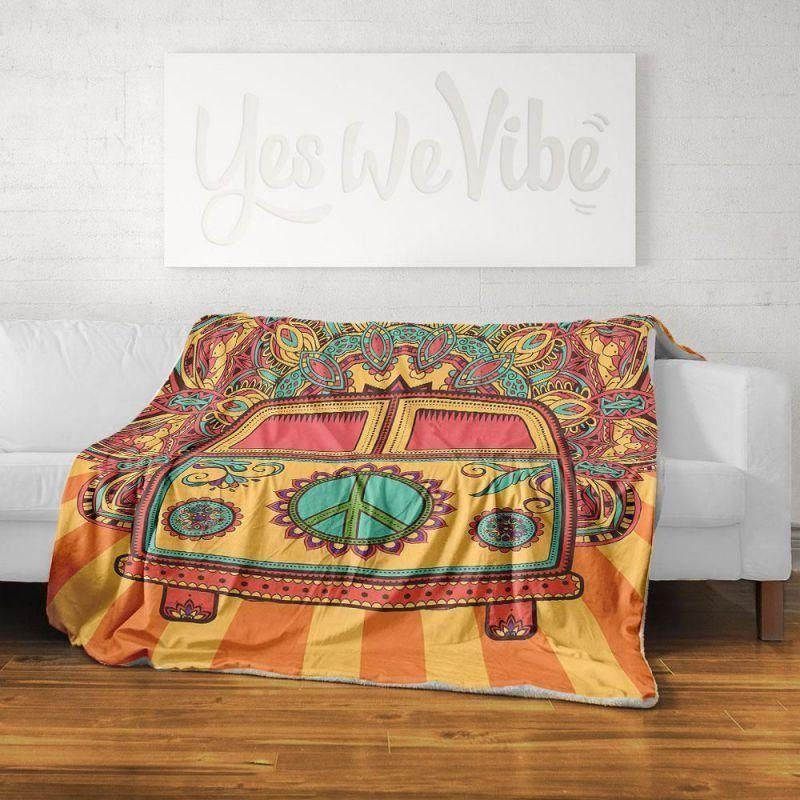 Dream In My Hippie Van Sherpa Fleece Blanket
