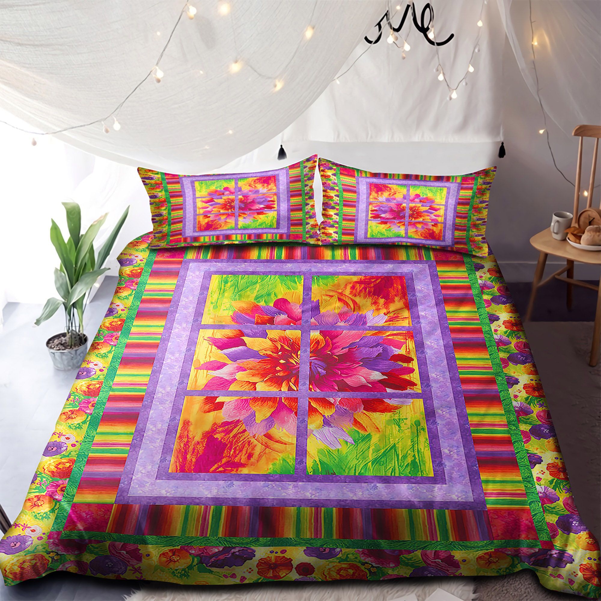 Dream Sunroom Colorful Flowers Bedding Set