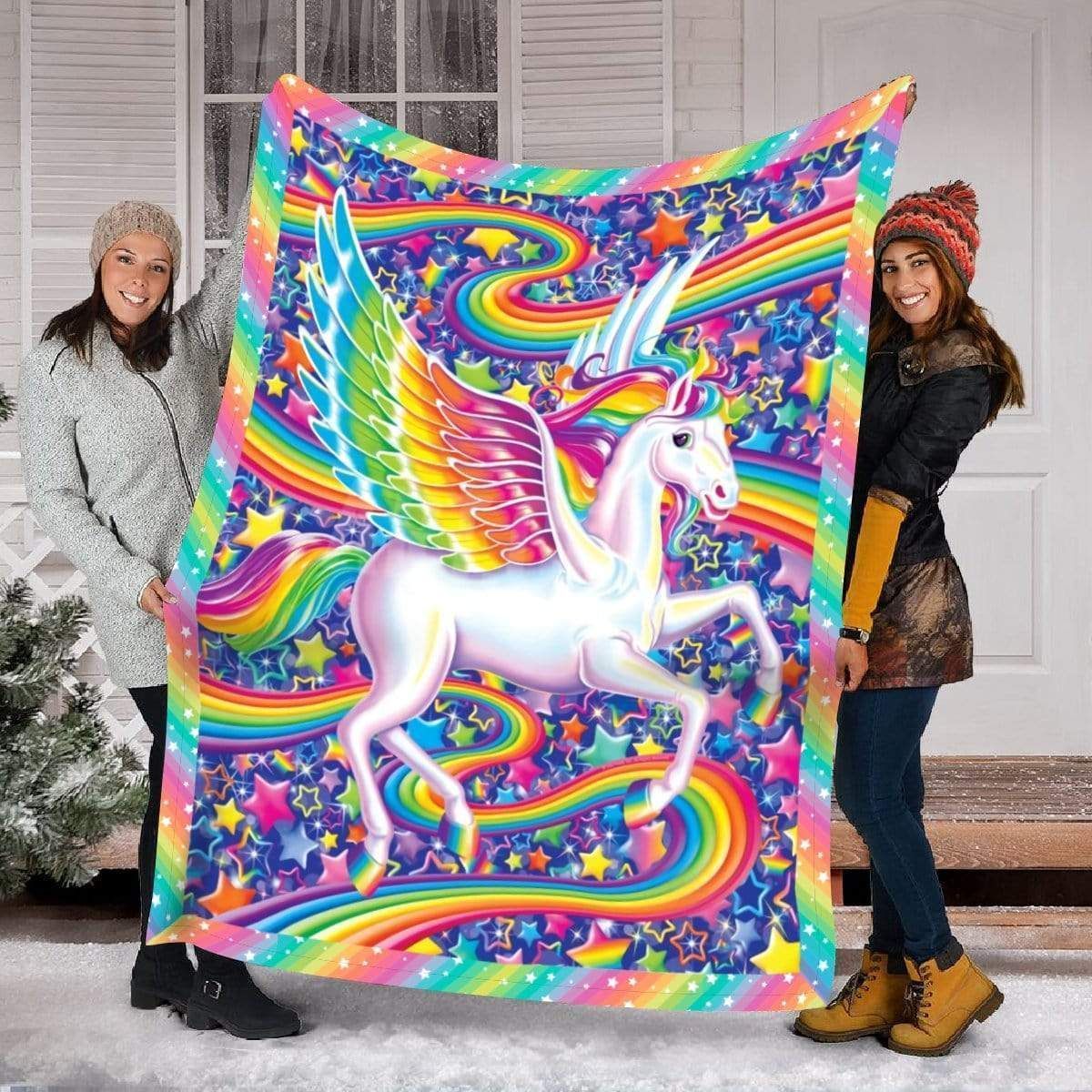 Dream World Rainbow Unicorn Fleece Blanket Gift For Women