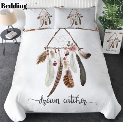Dreamcatcher Boho Feathers Bedding Set