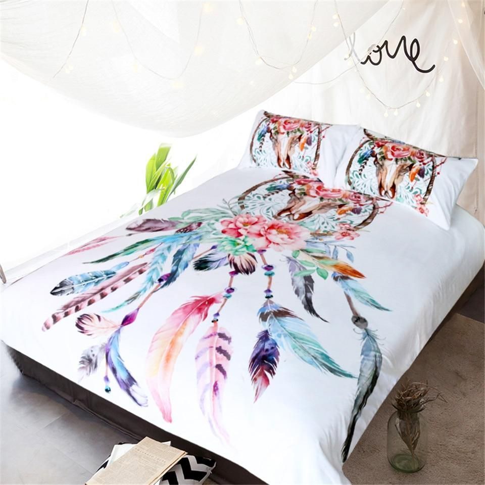 Dreamcatcher Buffalo Skull Bedding Set