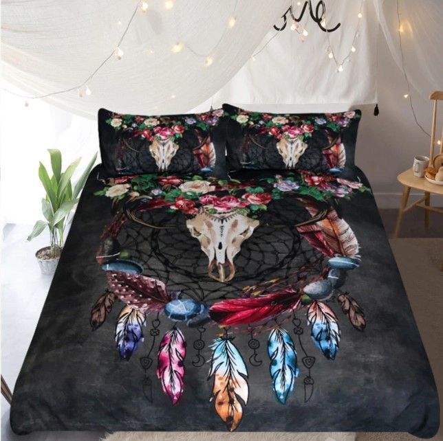 Dreamcatcher Buffalo Skull Bedding Set