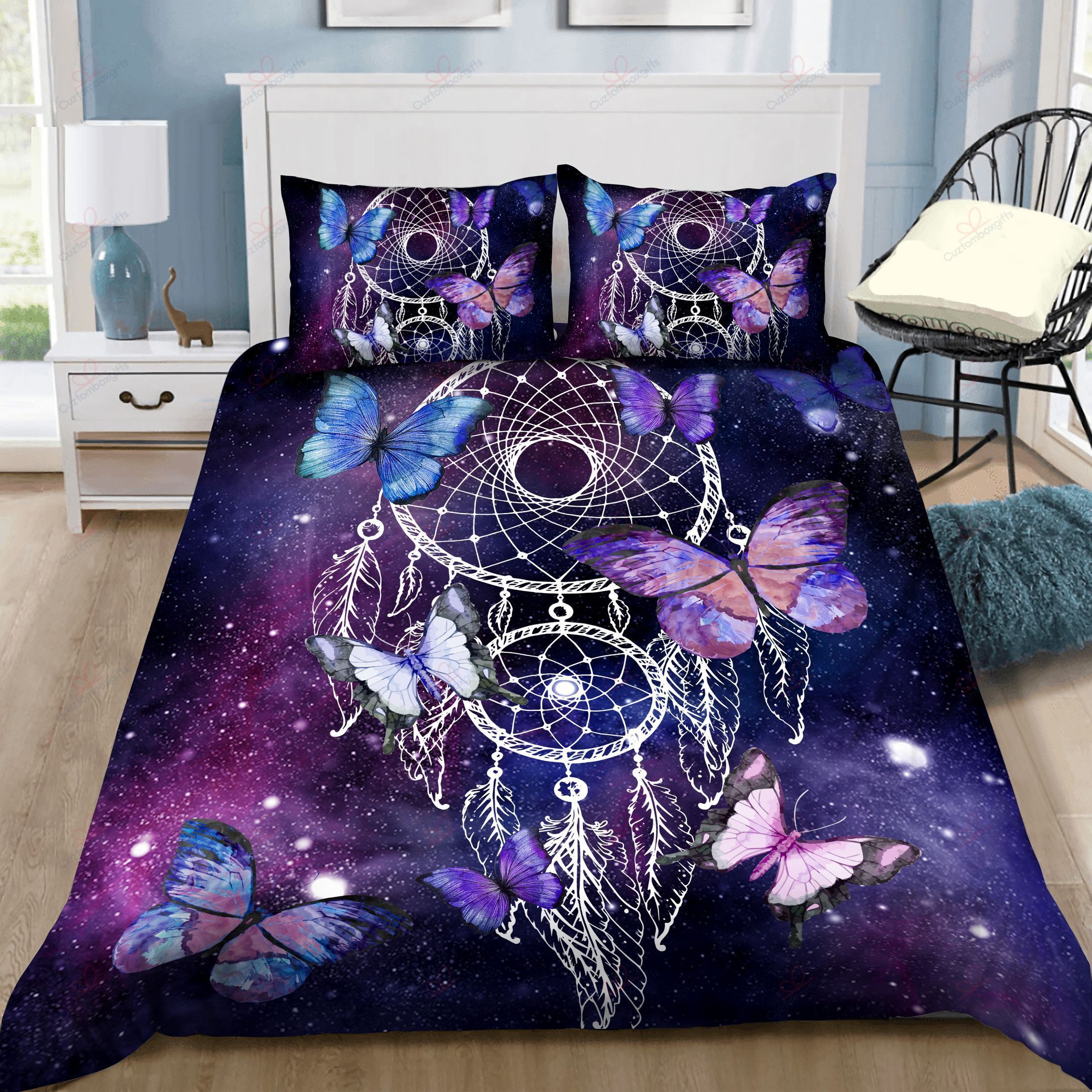Dreamcatcher Butterflies Galaxy Bedding Set
