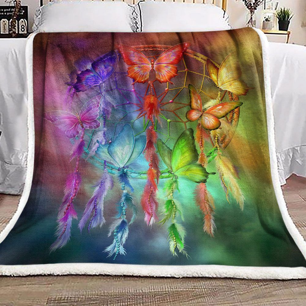 Dreamcatcher Butterfly Sherpa Fleece Blanket