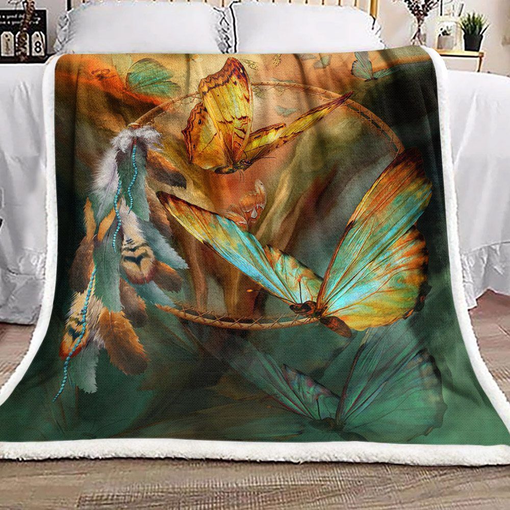 Dreamcatcher Butterfly Sherpa Fleece Blanket