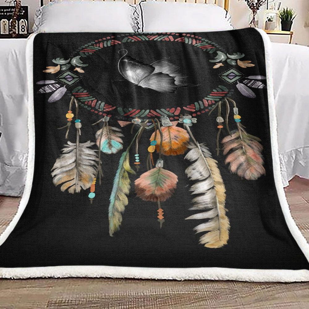 Dreamcatcher Butterfly Sherpa Fleece Blanket