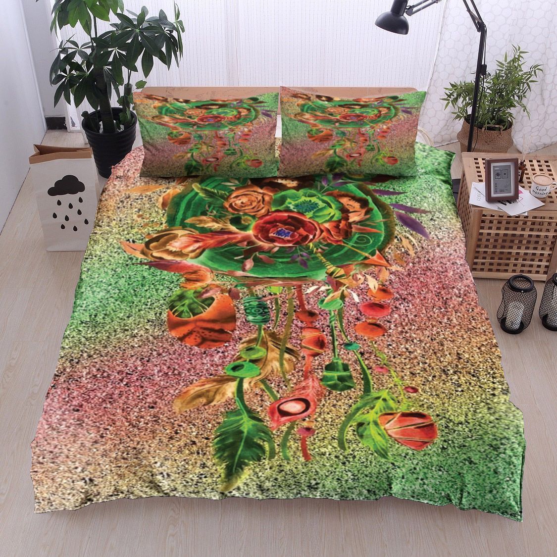 Dreamcatcher Butterfly Flower Rose Bedding Set