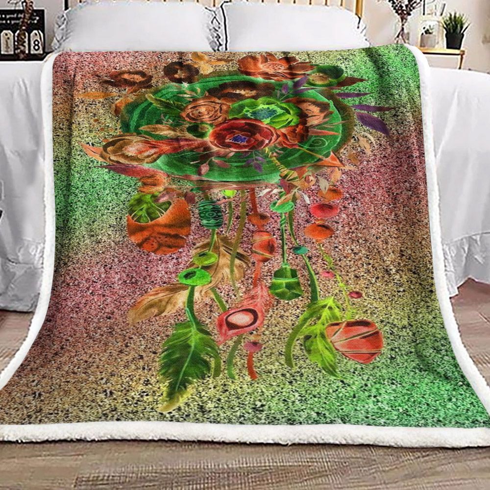 Dreamcatcher Butterfly Flower Rose Sherpa Fleece Blanket