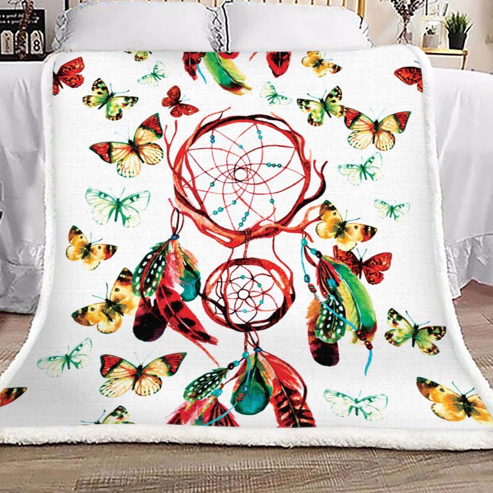 Dreamcatcher Butterfly Sherpa Fleece Blanket