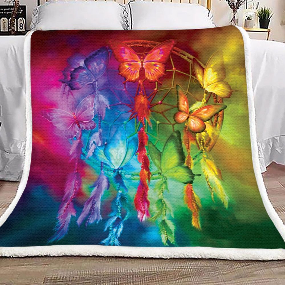 Dreamcatcher Butterfly Sherpa Fleece Blanket