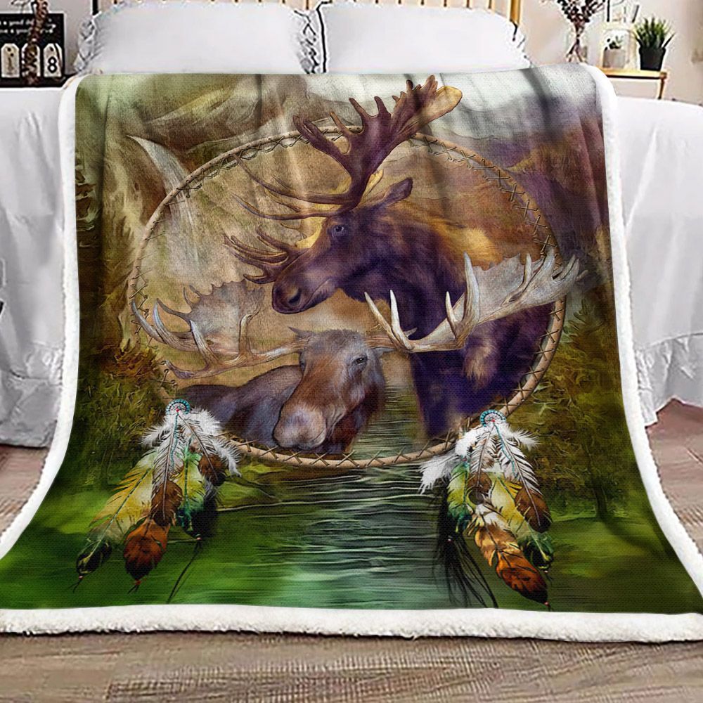 Dreamcatcher Deer Native American Sherpa Fleece Blanket