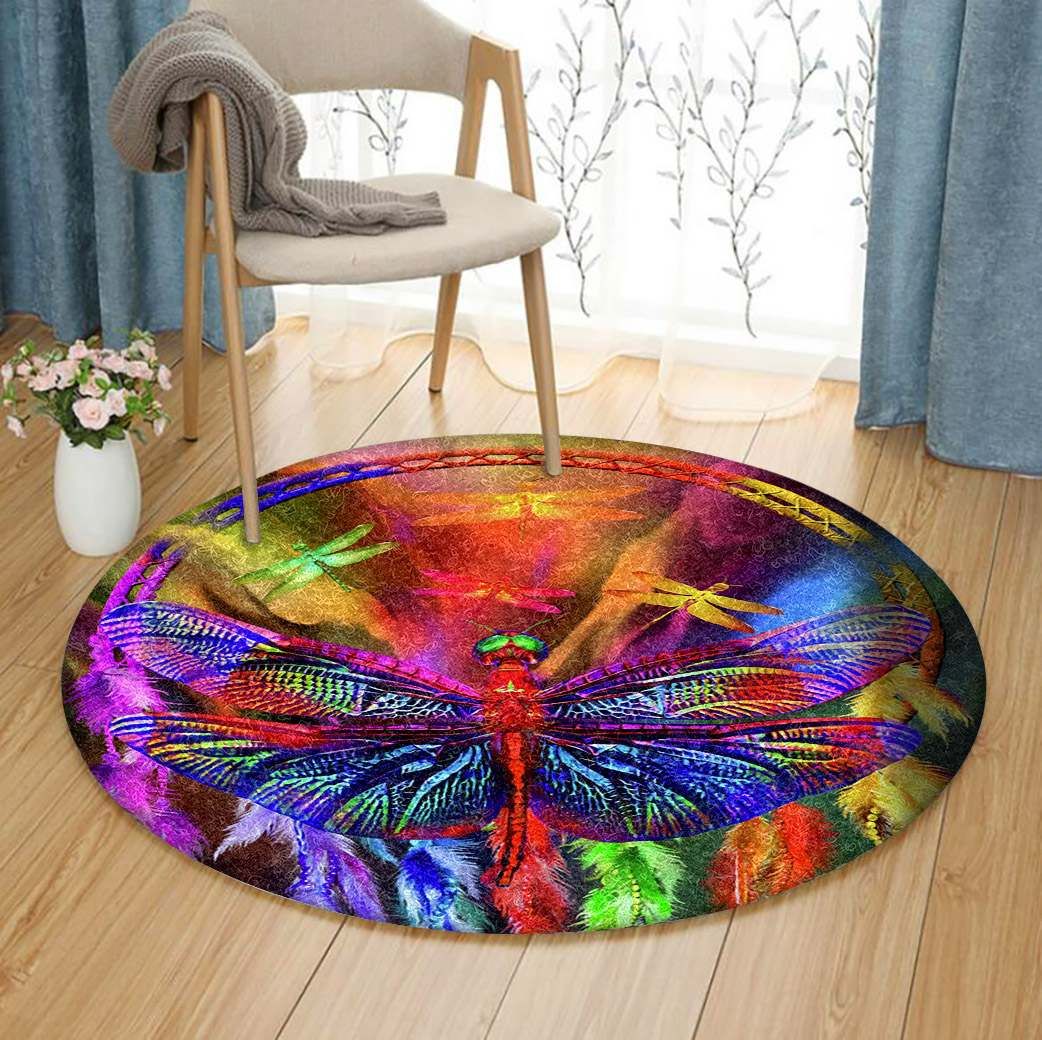 Dreamcatcher Dragonfly Round Carpet