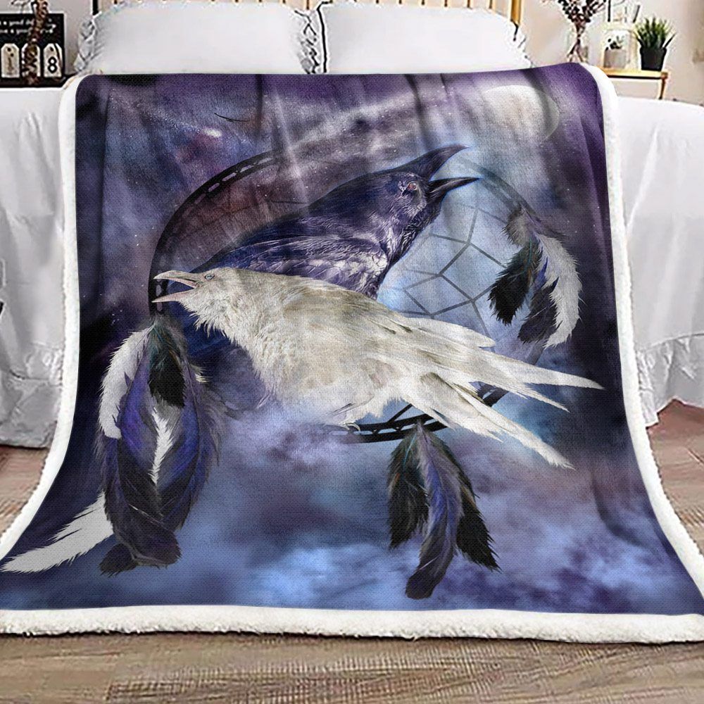 Dreamcatcher Dream Of Raven Sherpa Fleece Blanket