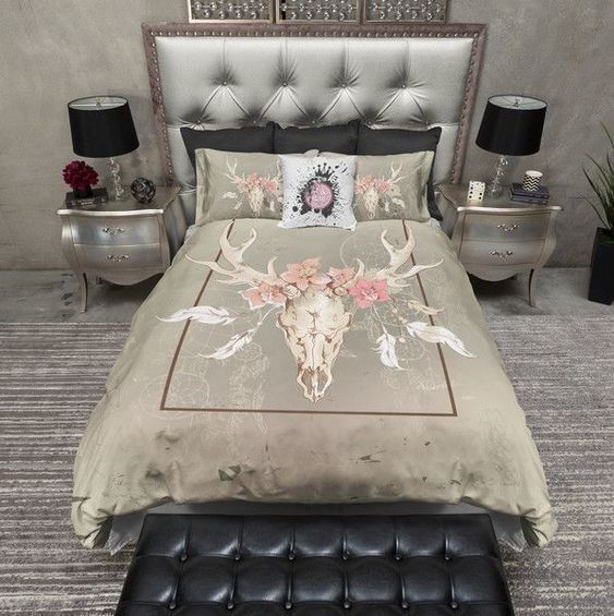 Dreamcatcher Floral Buck Skull Bedding Set