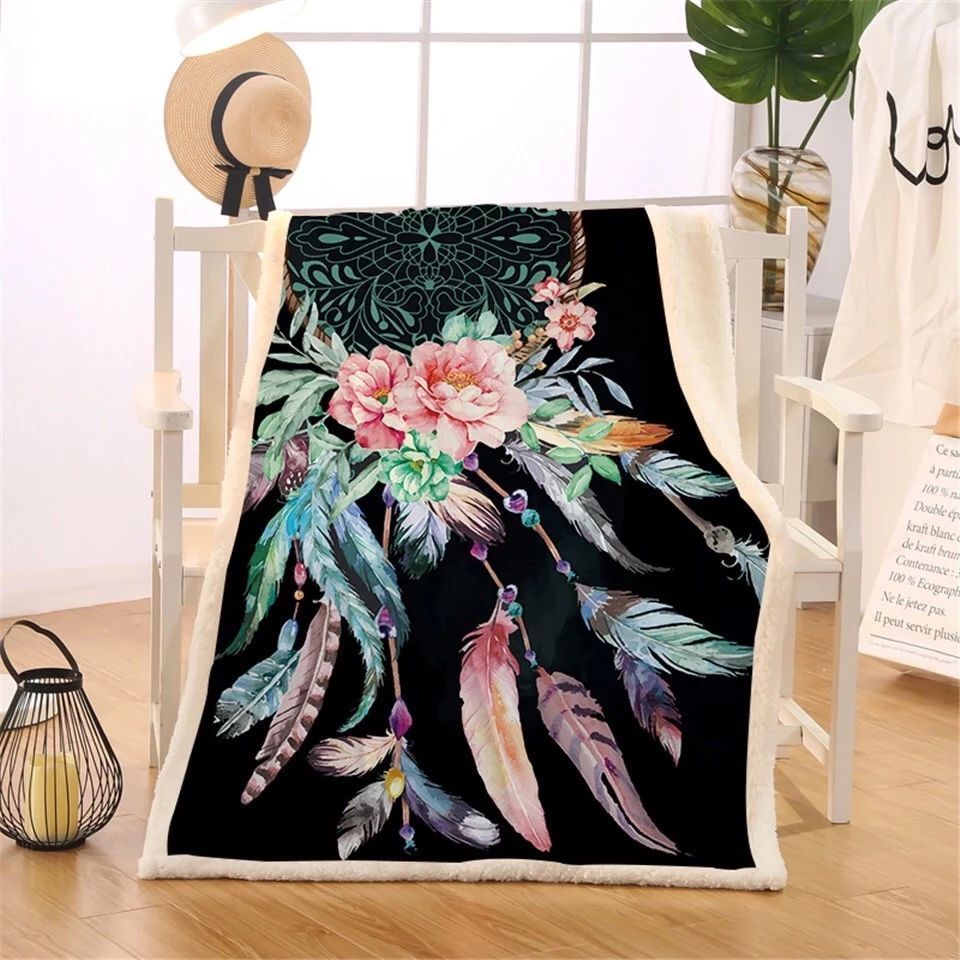 Dreamcatcher Flower Sherpa Fleece Blanket