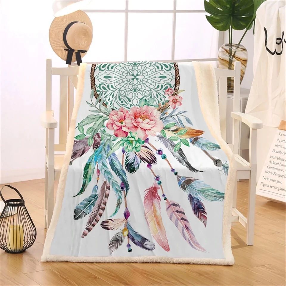 Dreamcatcher Flower Sherpa Fleece Blanket