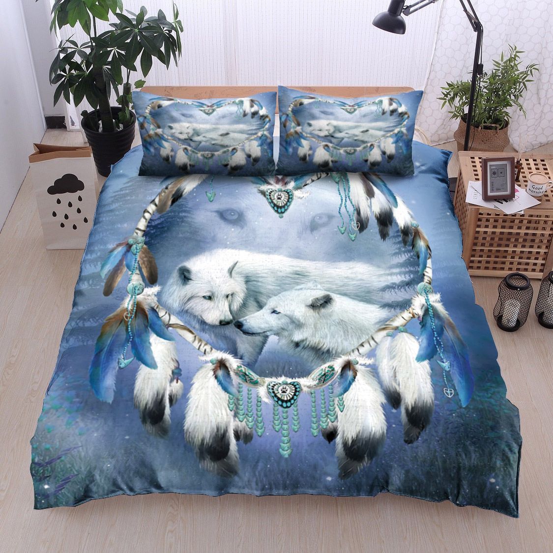 Dreamcatcher Heart Of White Wolf Bedding Set