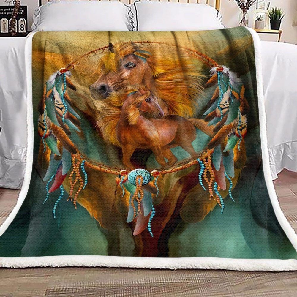 Dreamcatcher Horse Sherpa Fleece Blanket