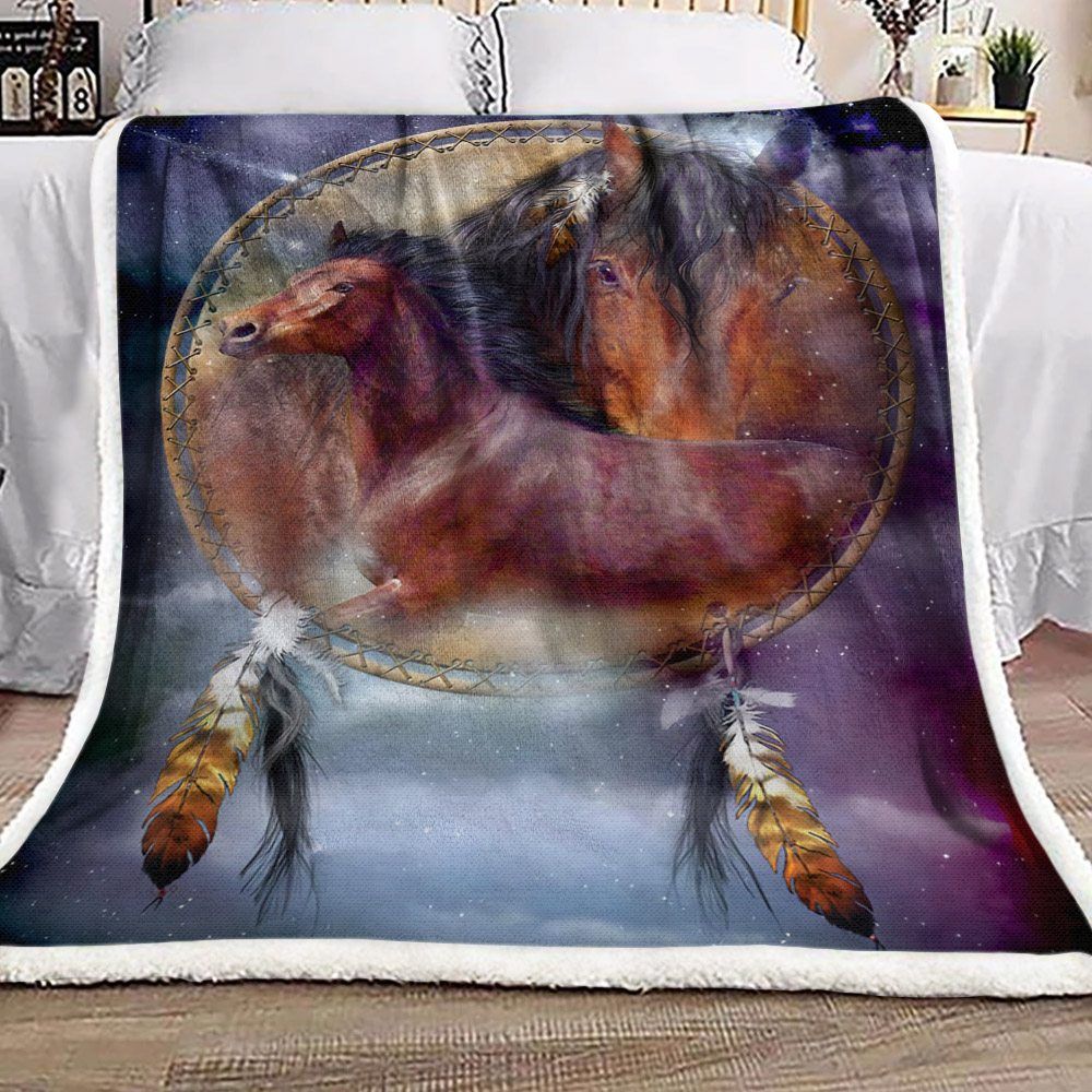 Dreamcatcher Horse Sherpa Fleece Blanket