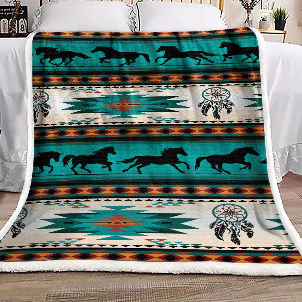 Dreamcatcher Horses Sherpa Fleece Blanket