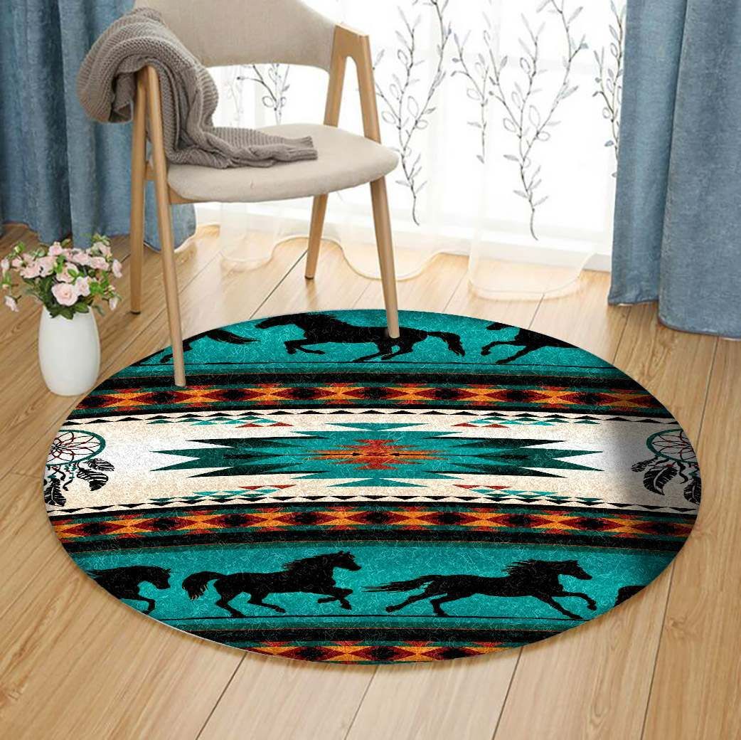 Dreamcatcher Horses Round Carpet