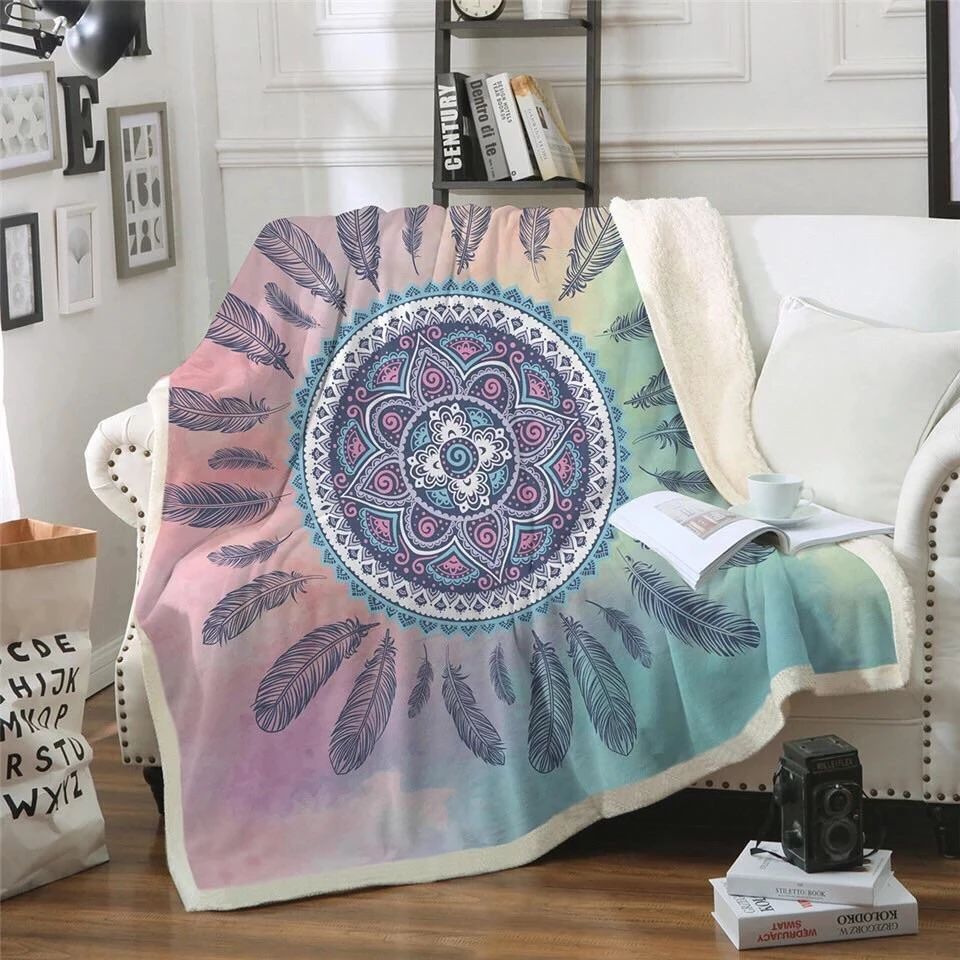 Dreamcatcher Mandala Sherpa Fleece Blanket
