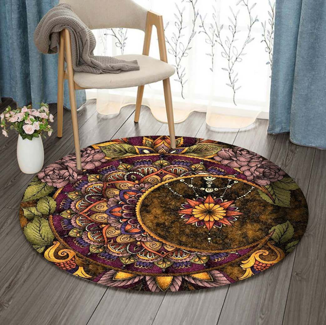 Dreamcatcher Moon Flower Round Carpet