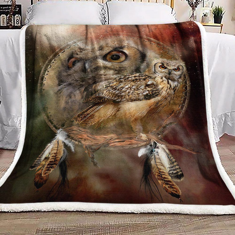 Dreamcatcher Owl Sherpa Fleece Blanket