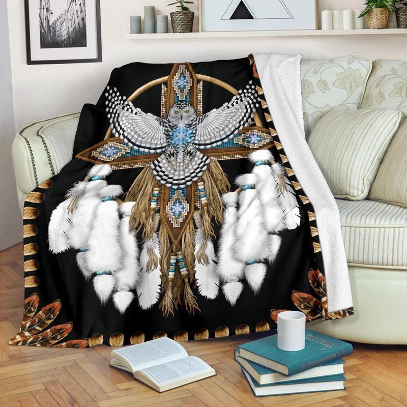 Dreamcatcher Owl Sherpa Fleece Blanket