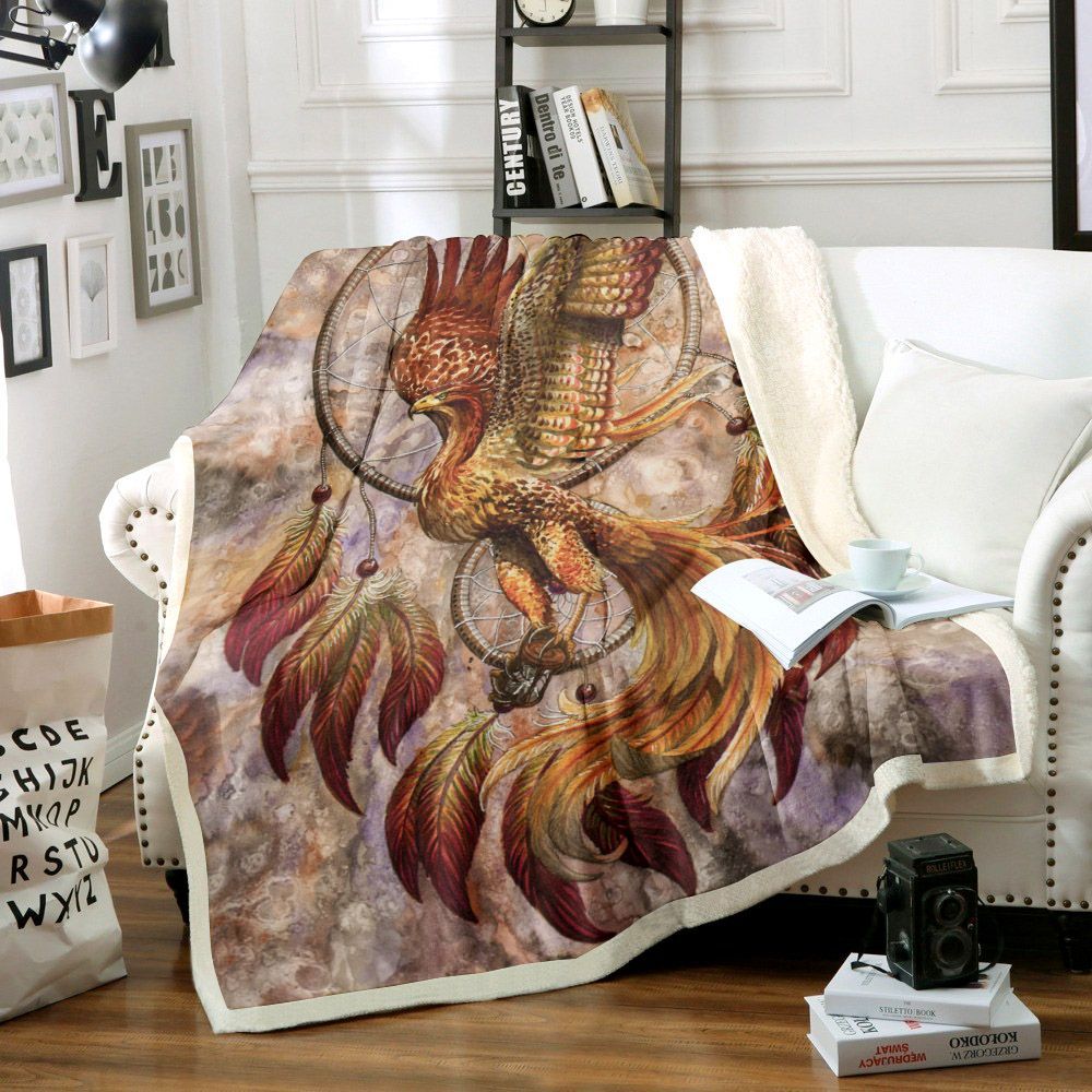 Dreamcatcher Phoenix Sherpa Fleece Blanket
