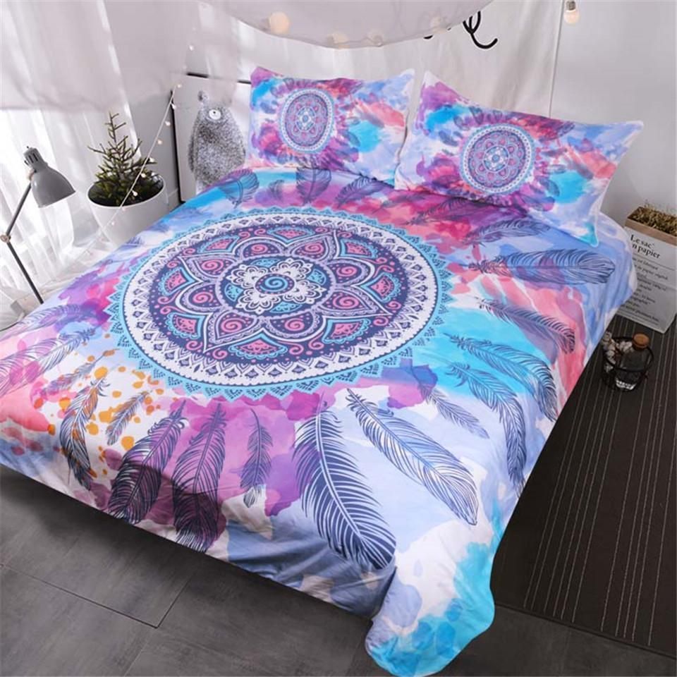 Dreamcatcher Psychedelic Mandala Feathers Bedding Set