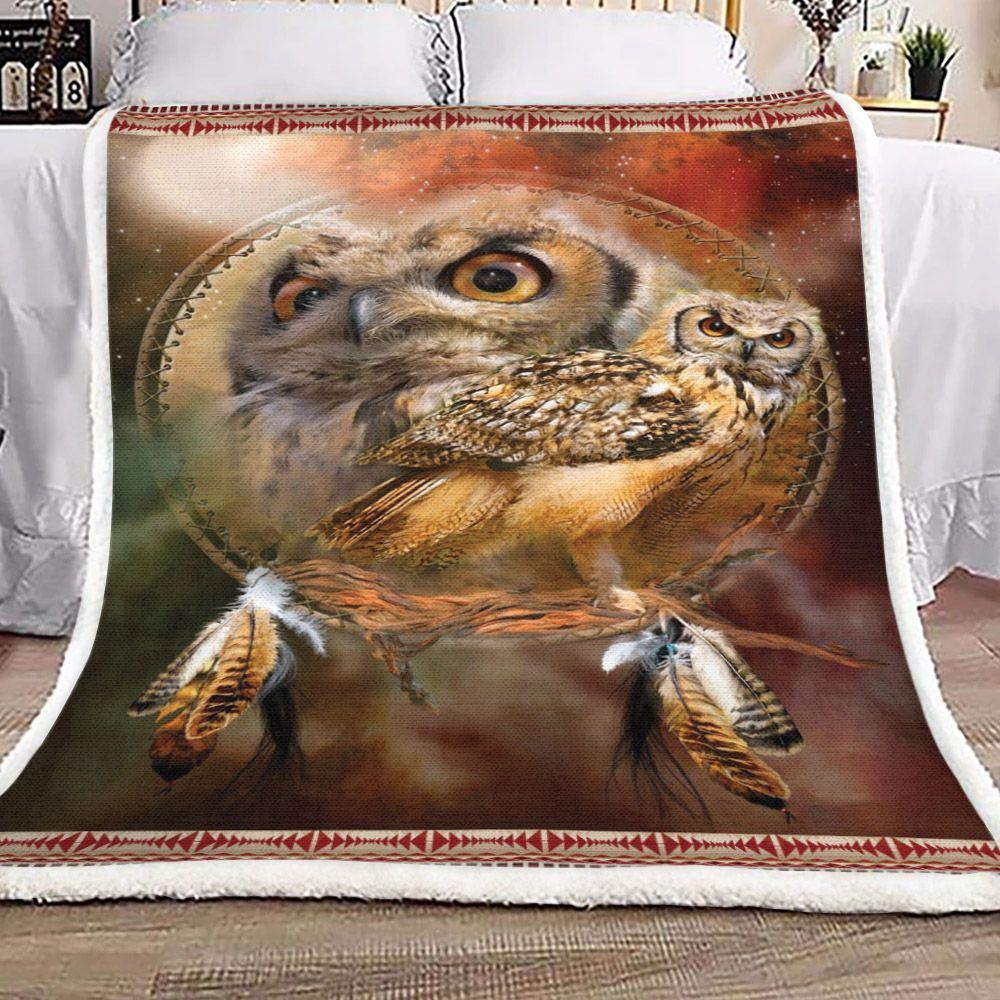 Dreamcatcher Spirit Of The Owl Sherpa Fleece Blanket