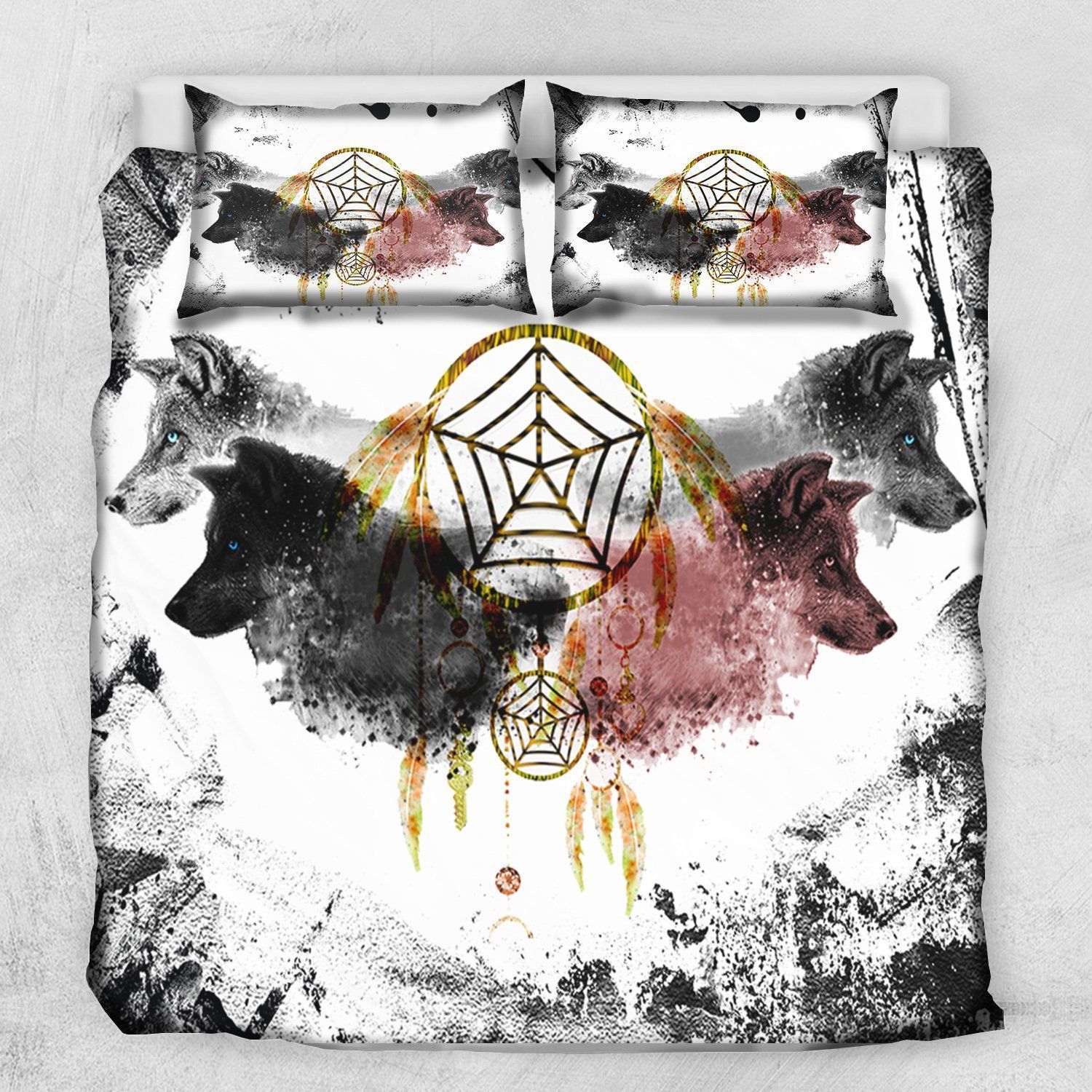 Dreamcatcher Spirit Wolves Bedding Set