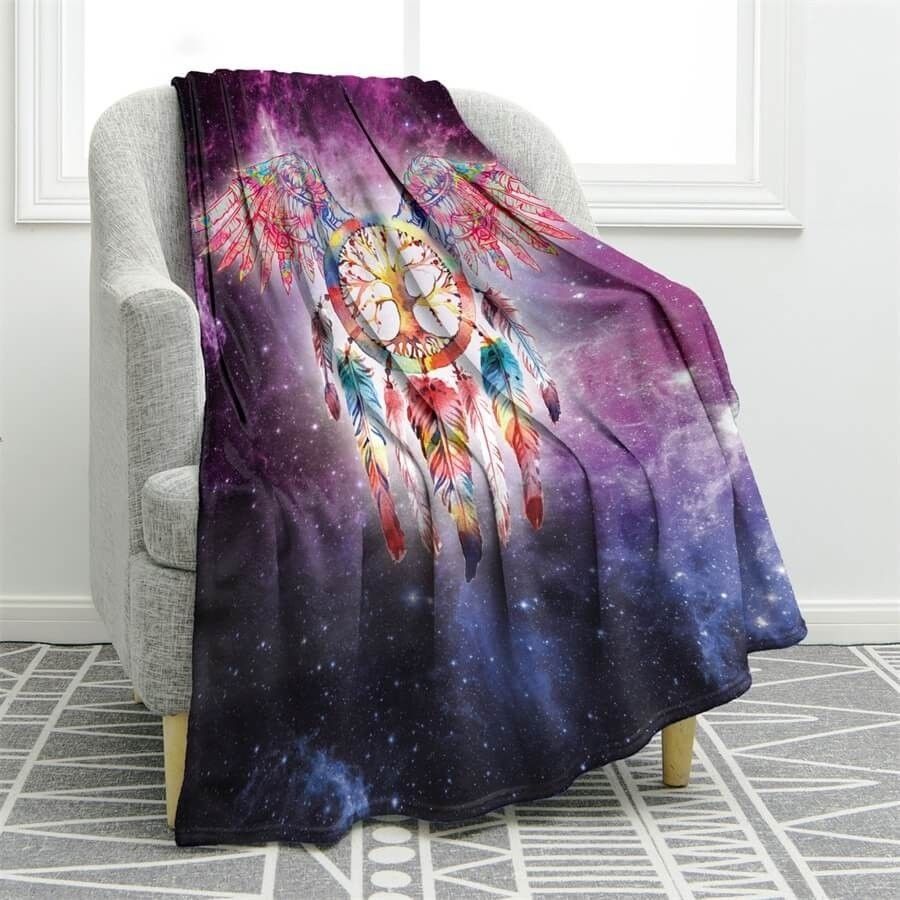Dreamcatcher Tree Of Life Sherpa Fleece Blanket