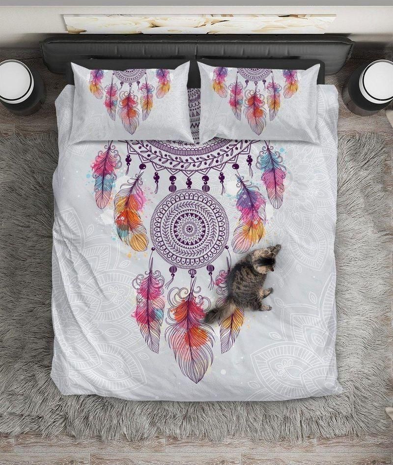 Dreamcatcher Watercolor Feathers Printed Bedding Set