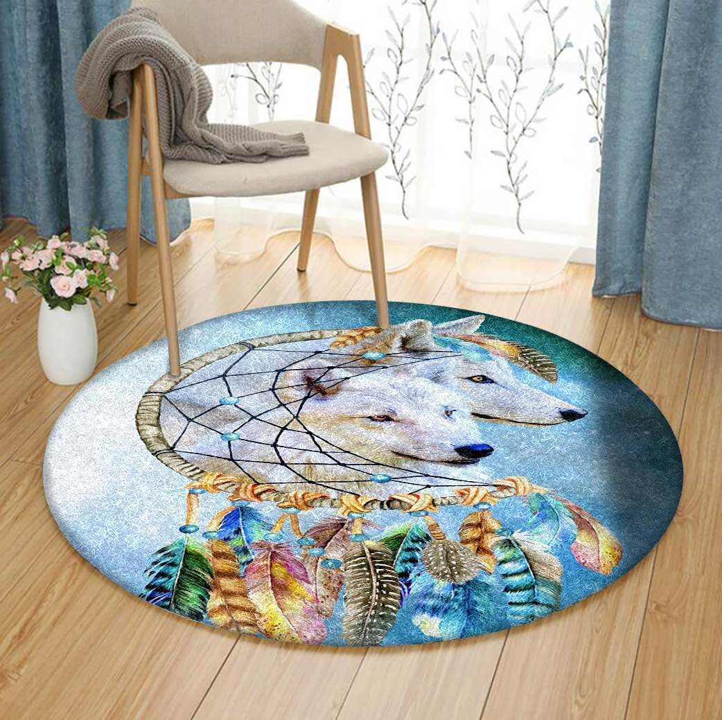 Dreamcatcher Wolf Round Carpet
