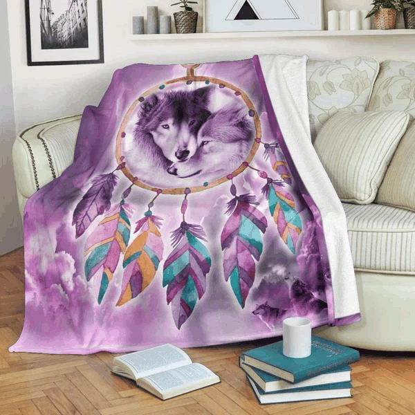 Dreamcather King And Queen Wolf Sherpa Fleece Blanket