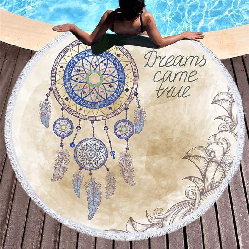 Dreams Came True And Plush Dream Catcher Round Beach Towel