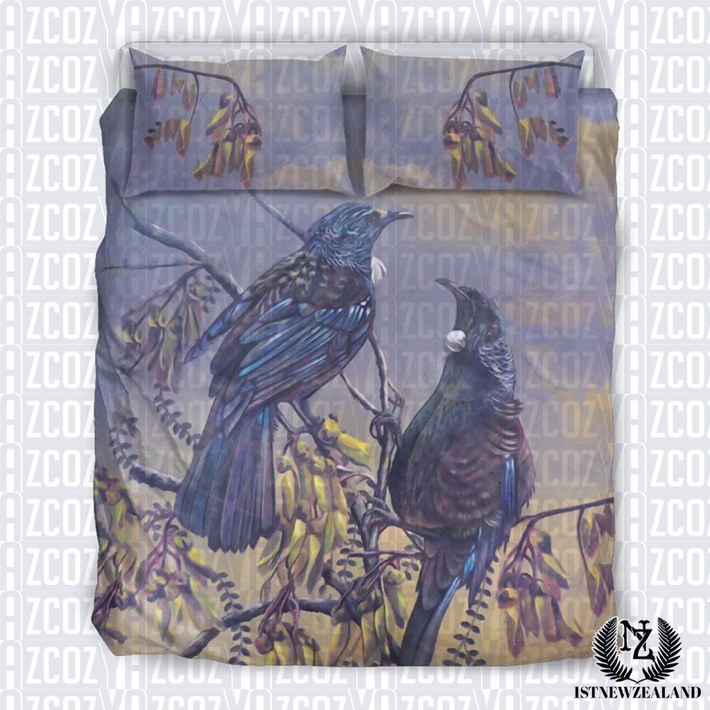 Dreamy Dawn Tui Bird New Zealand Bedding Set