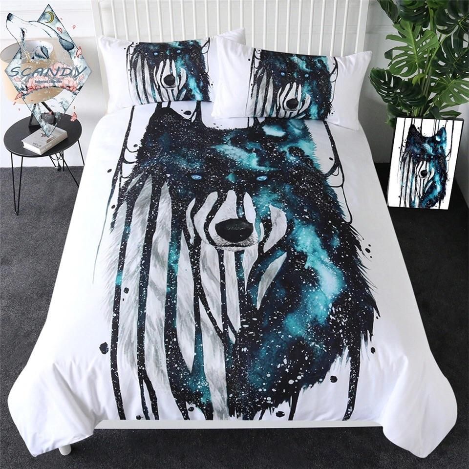 Dripping Galaxy Wolf By Scandy Girl Bedding Set