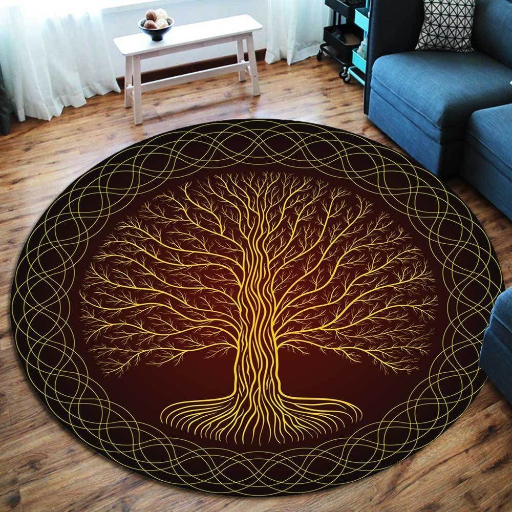 Druidic Yggdrasil Tree Round Carpet