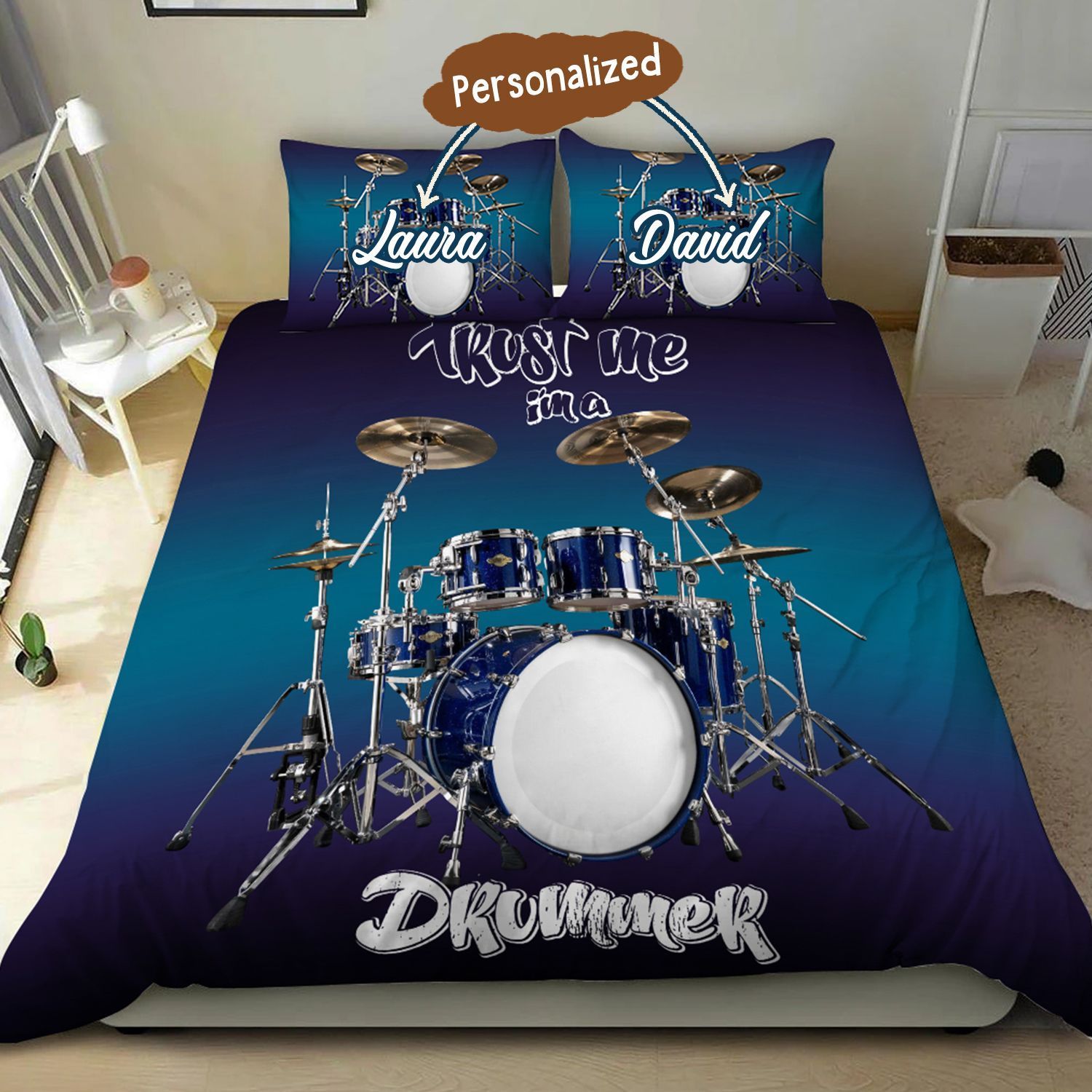 Drummer Personalized Bedding Set