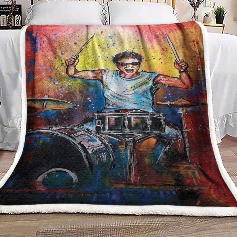 Drummer Playing Sherpa Fleece Blanket