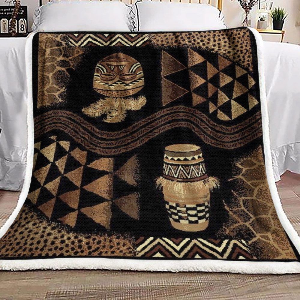 Drums African Tribal Sherpa Fleece Blanket
