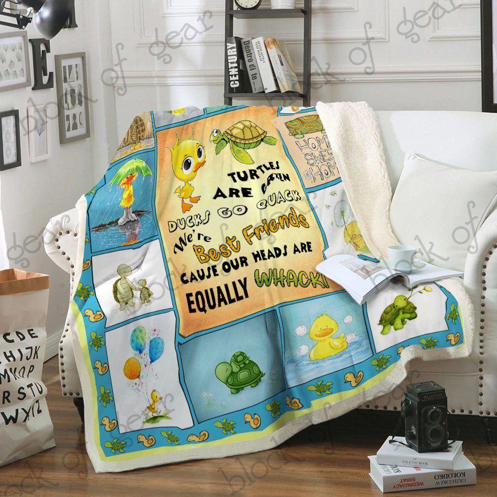 Duck And Turtle Sherpa Fleece Blanket
