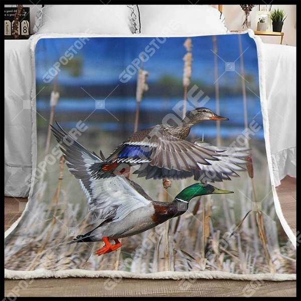 Duck Hunting Sherpa Fleece Blanket