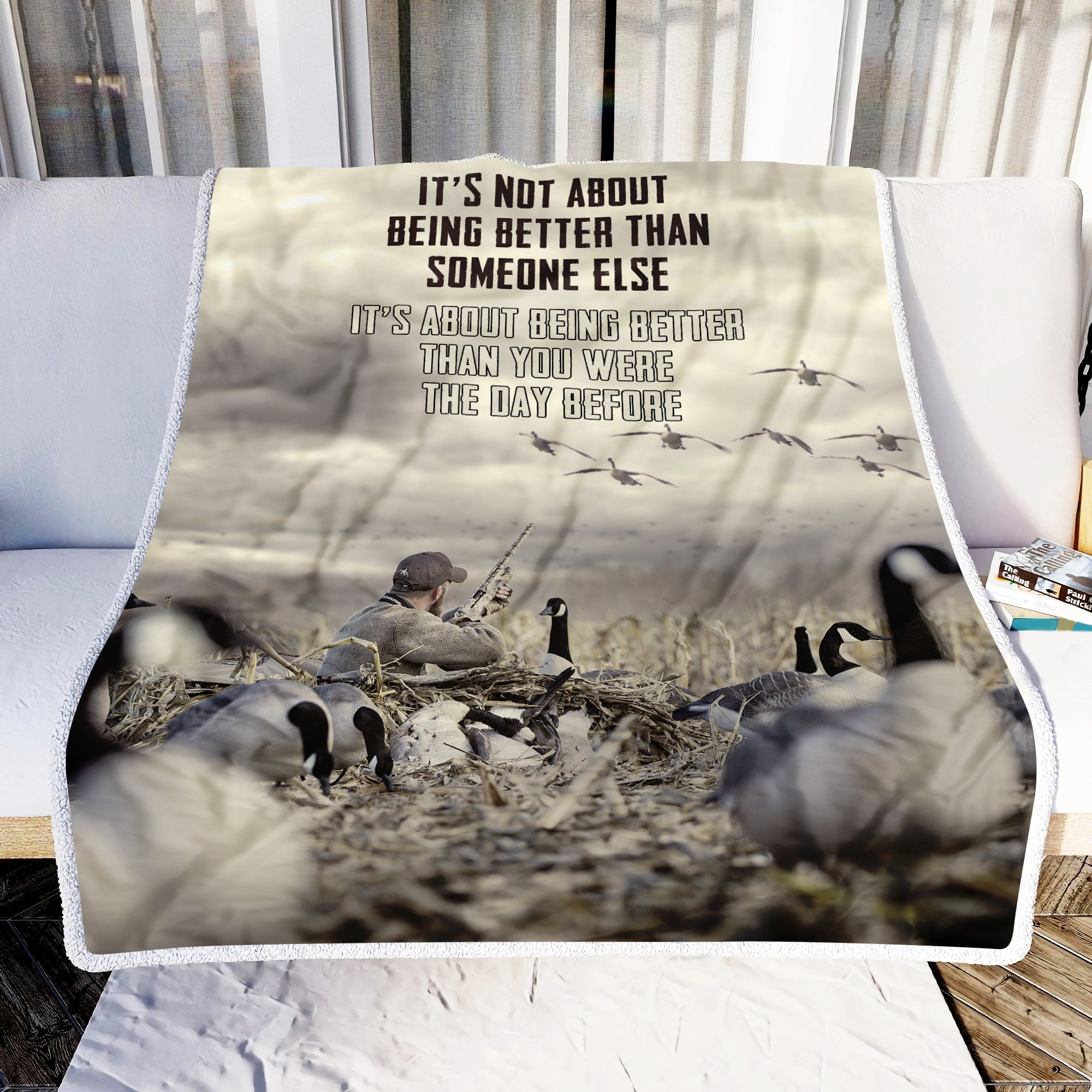 Duck Hunting It is Not About Being Better Than Someone Else Fleece Blanket