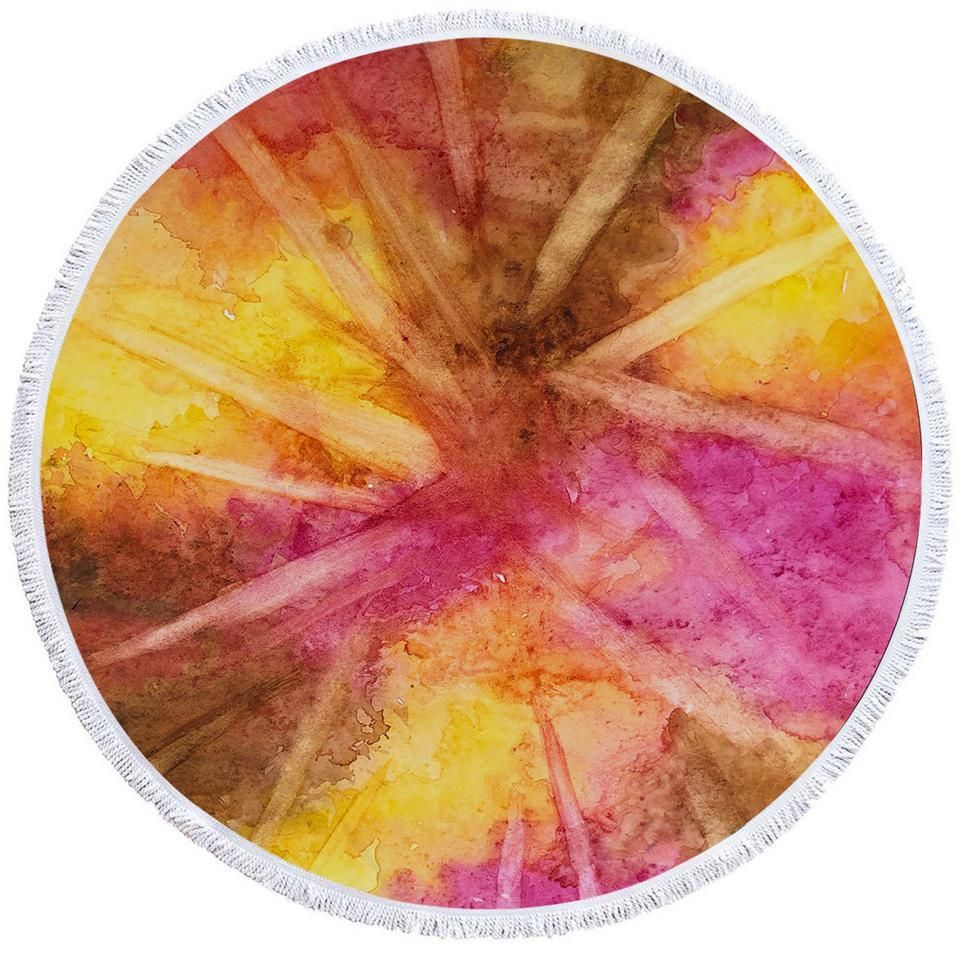 Dusty Color Background Printed Round Beach Towel